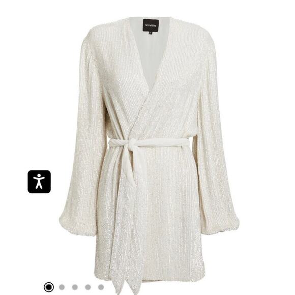 Retrofete Embellished Sequins Gabrielle Wrap Dress White Women's Size S NWT - Picture 5 of 12